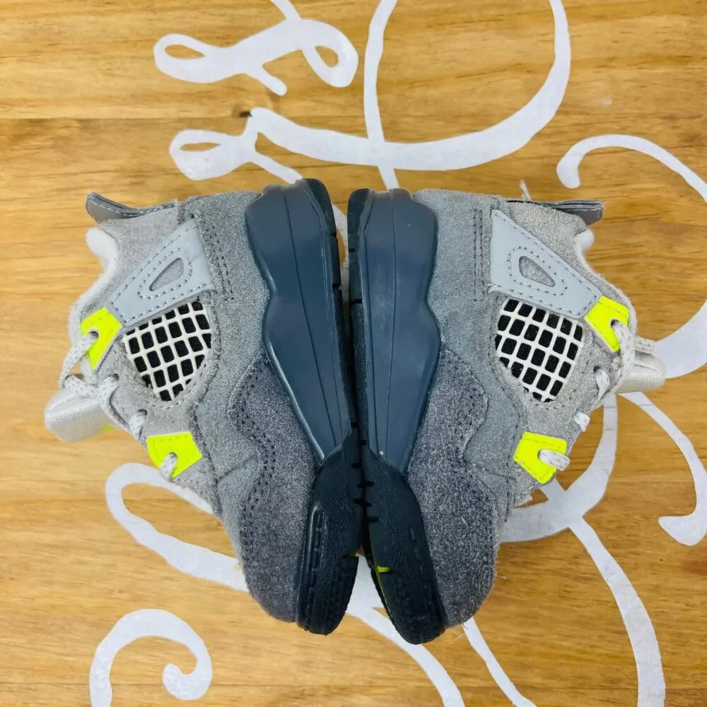 Nike Kids Air Jordan 4 Retro SE 'Neon 95' CT5345-007 Suede Gray Size 4C Toddler‎